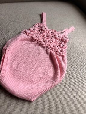 Pink Crochet Floral Knit Baby Romper - Kids Accessories